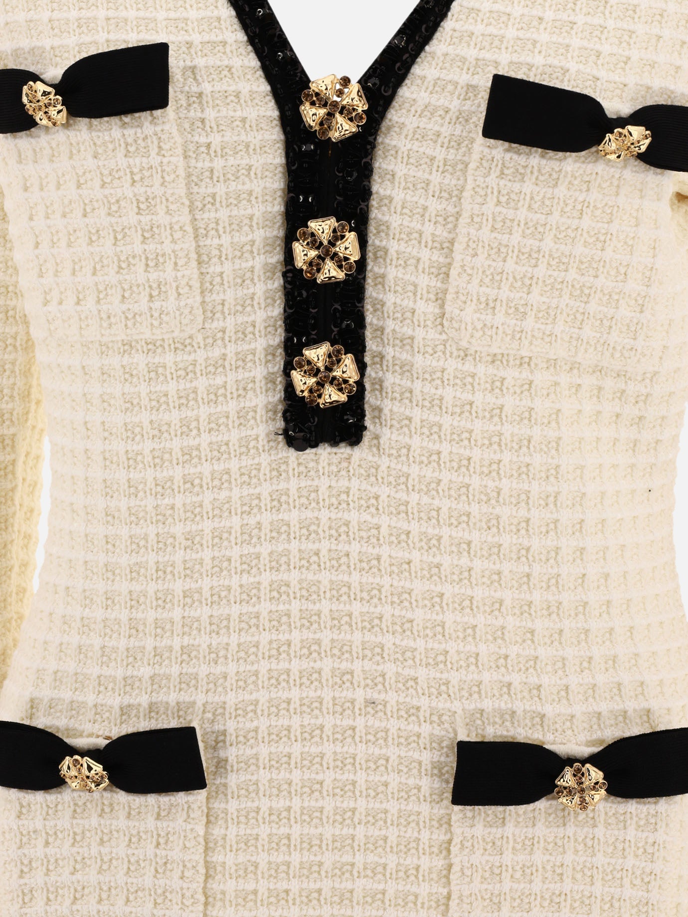 Abiti corti 54% polyester 20% cotton 12% viscose 6% polyamide 5% wool 3% metallic fibre  Beige - Self-portrait Donna | PDP | VIETTI Online Store | thumbnail_3