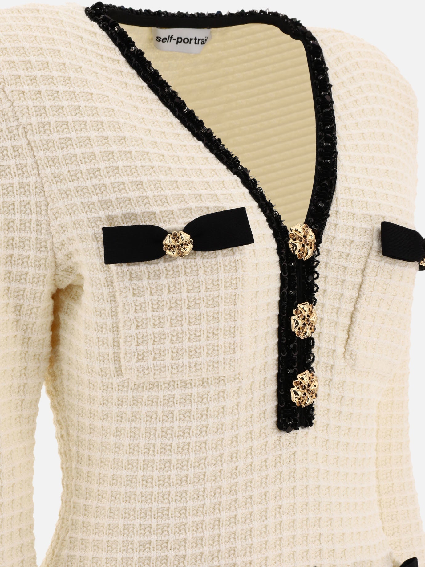 Abiti corti 54% polyester 20% cotton 12% viscose 6% polyamide 5% wool 3% metallic fibre  Beige - Self-portrait Donna | PDP | VIETTI Online Store | thumbnail_4