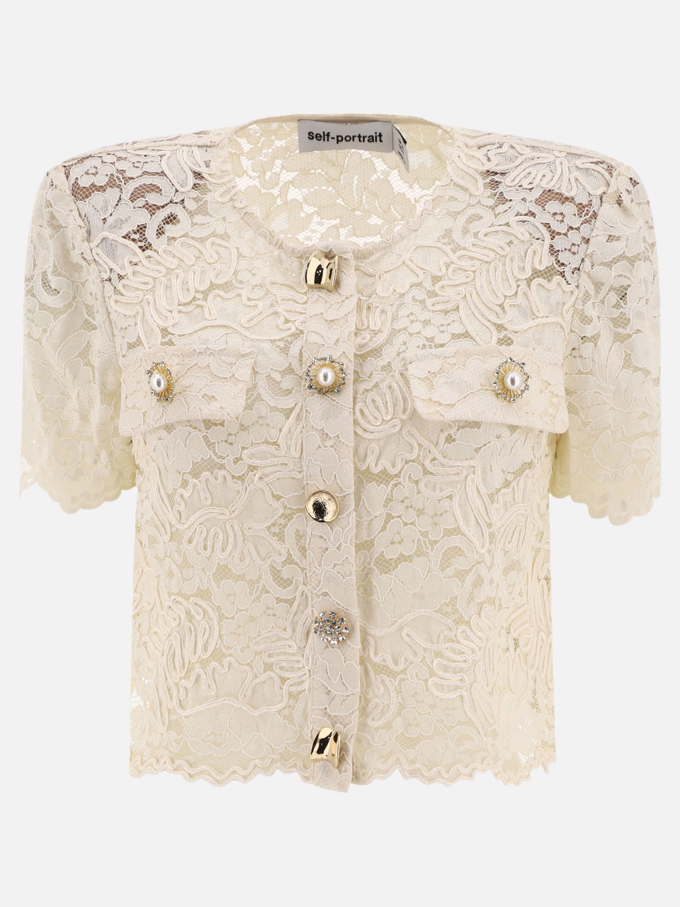 Top casual 54% viscose 41% polyamide 5% polyester  Beige - Self-portrait Donna | PDP | VIETTI Online Store | Zoom-Modal
