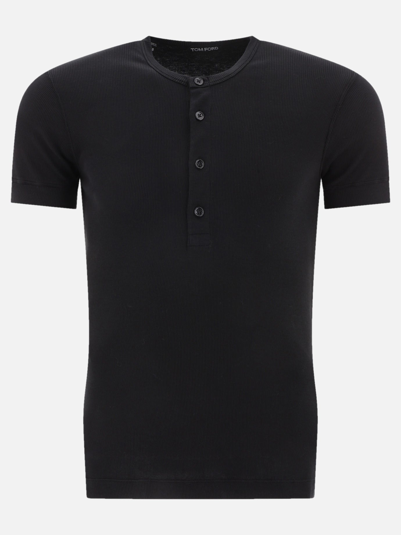 T-shirt serafino 64% lyocell 32% cotton 4% elastane  Nero - Tom Ford Uomo | PDP | VIETTI Online Store | thumbnail