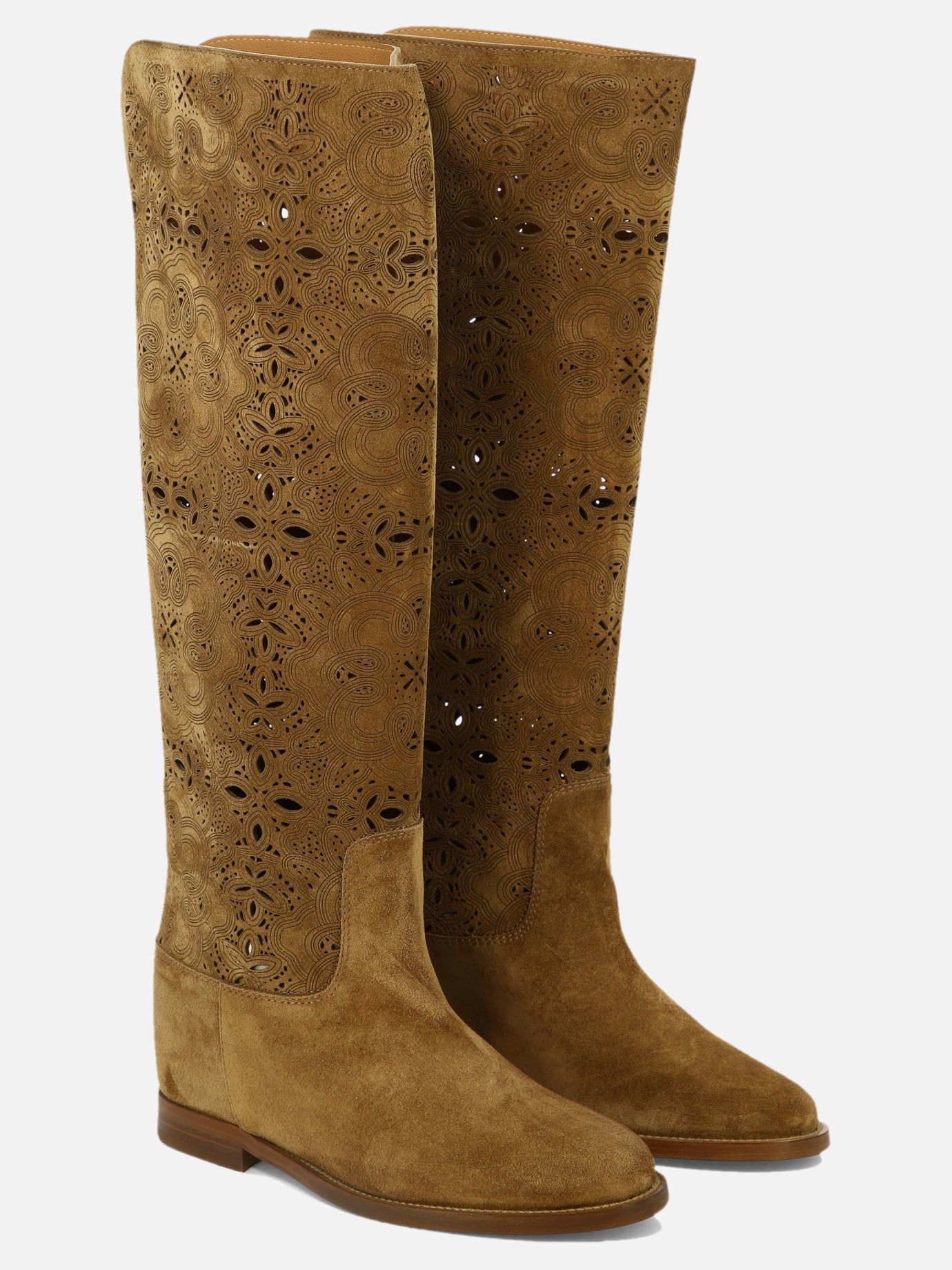 Via Roma 15 Suede boots with inlays Beige