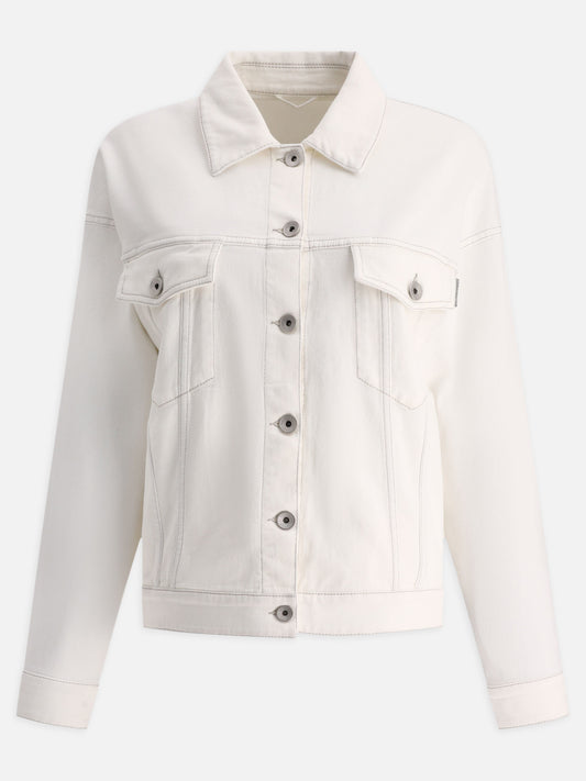 Giacche in denim Solid colour  Bianco - Brunello Cucinelli Donna | PLP | VIETTI Online Store 
