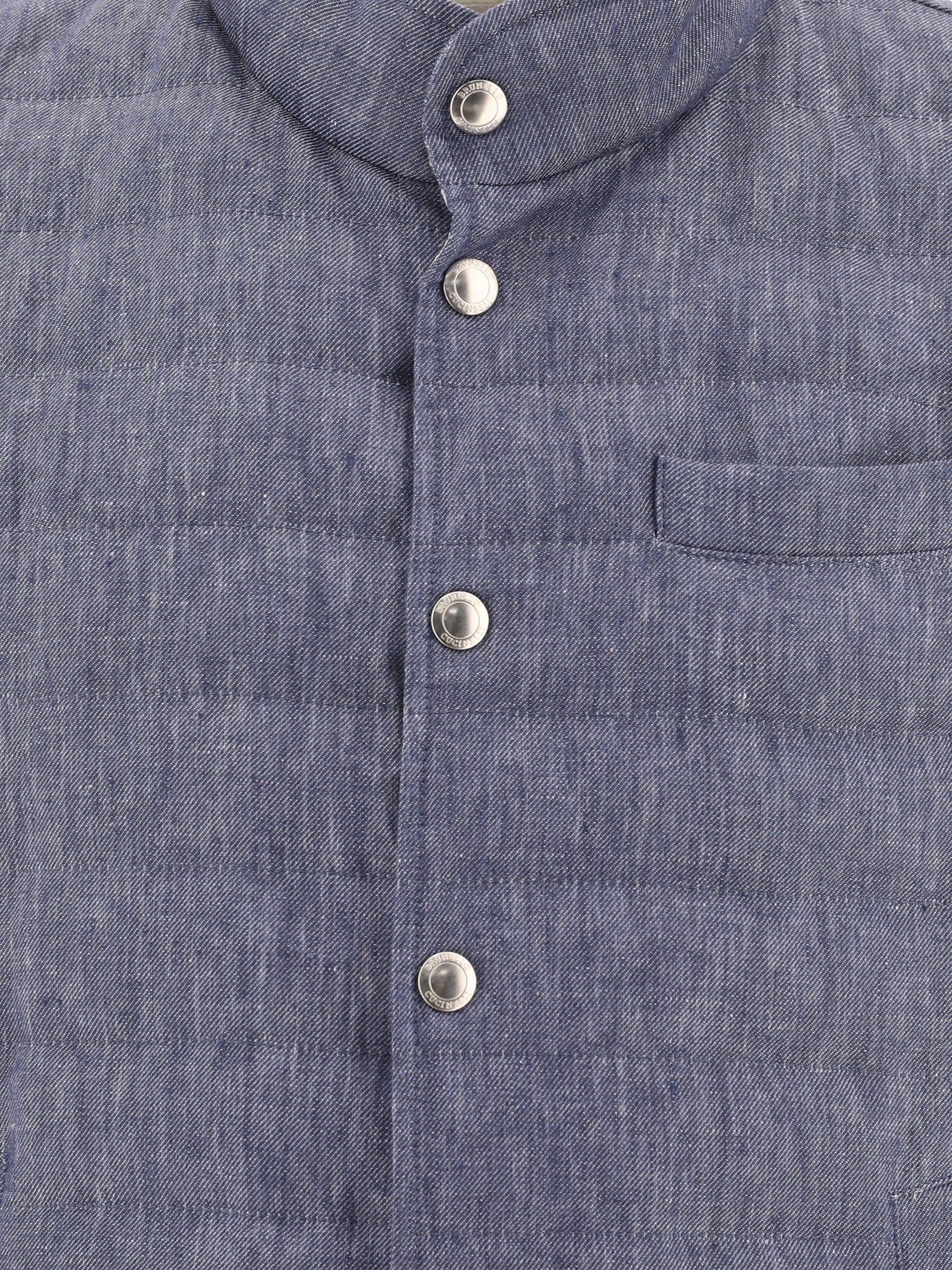 Denim-effect linen vest jacket