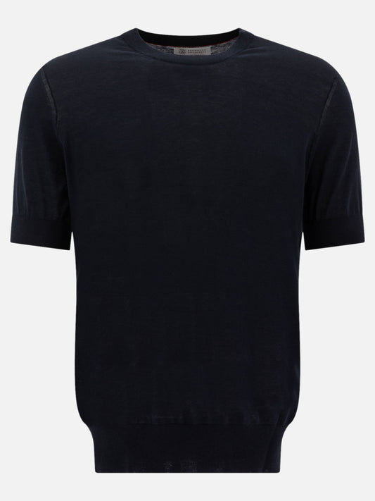 T-shirt girocollo Solid colour  Blu - Brunello Cucinelli Uomo | PLP | VIETTI Online Store 
