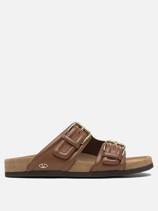 Flat sandals 100% calf leather - 100% leather  Brown - Valentino Garavani Women | PDP | VIETTI Online Store 

