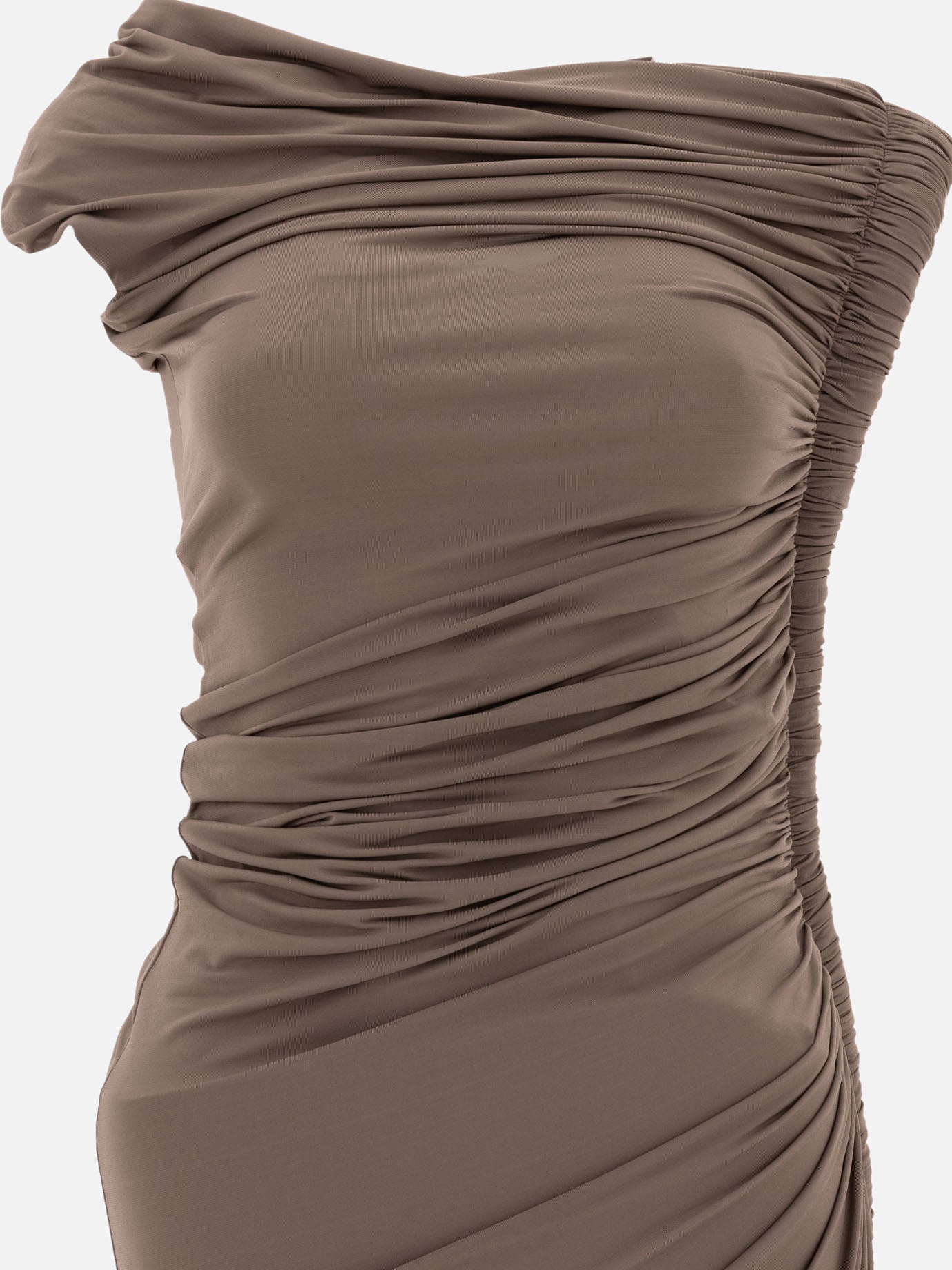 Alaa Draped midi dress Brown - Women | VIETTI Online Store Alaa Draped midi dress Brown - Women | VIETTI Online Store