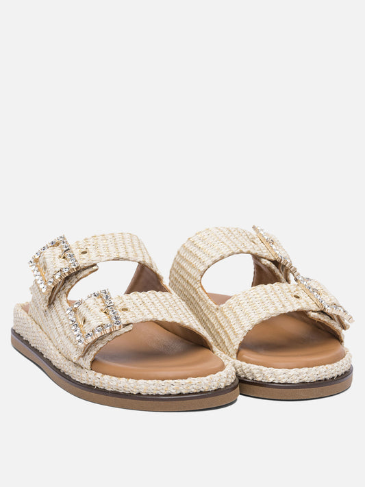 Flat sandals 100% rafia - 100% rubber  White - Alibi Women | PDP | VIETTI Online Store | 2
