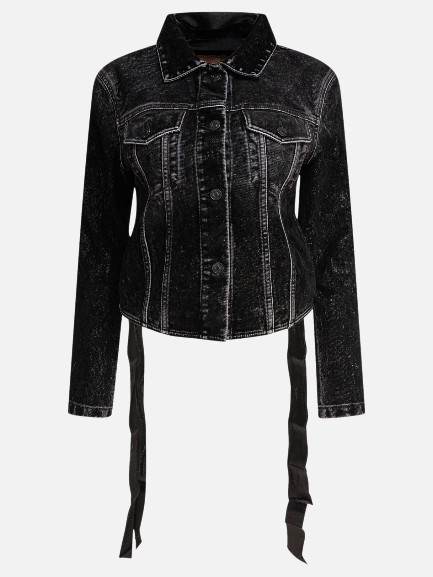 Balenciaga Giacca di jeans con lacci 14620862_38 Black thumbnail_1