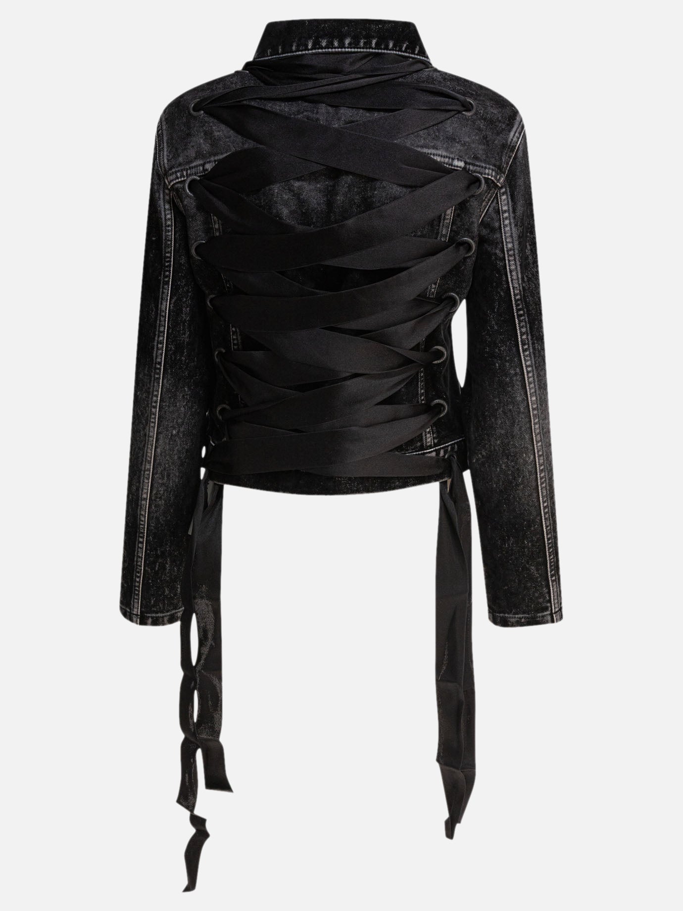 Balenciaga Giacca di jeans con lacci 14620862_38 Black thumbnail_2