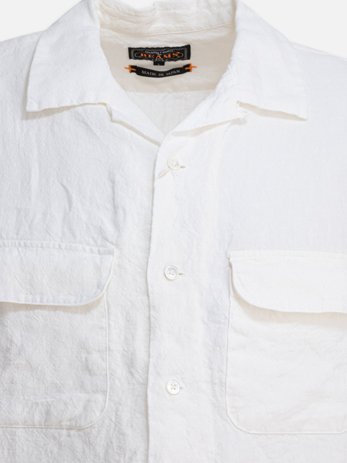 Beams Plus Camp collar shirt White - VIETTI
