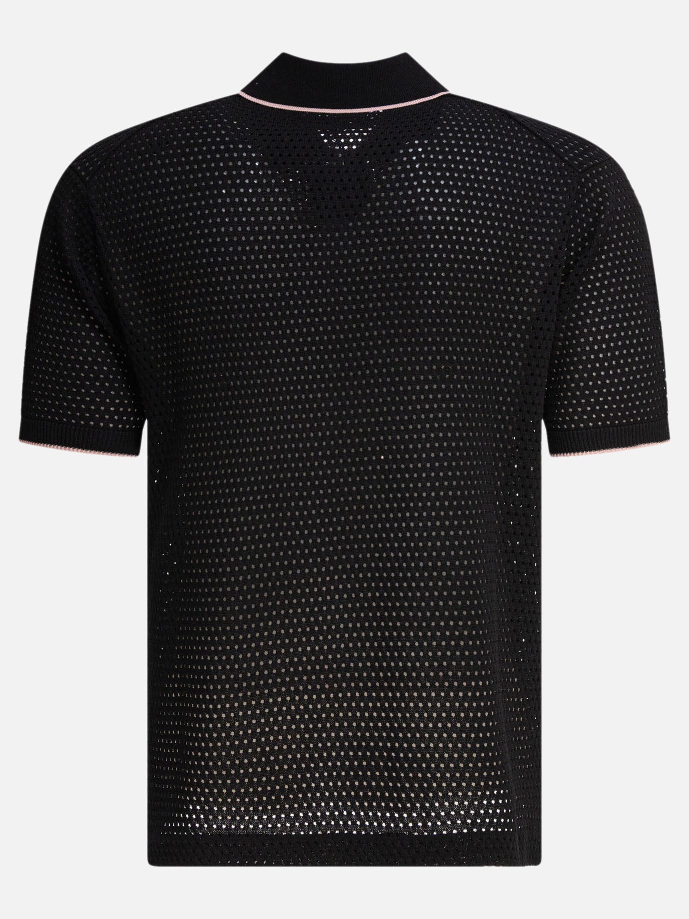 Beams Plus Perforated polo shirt Black