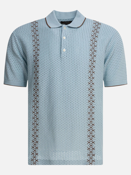 Beams Plus Perforated polo shirt 17780843_S Light blue 1
