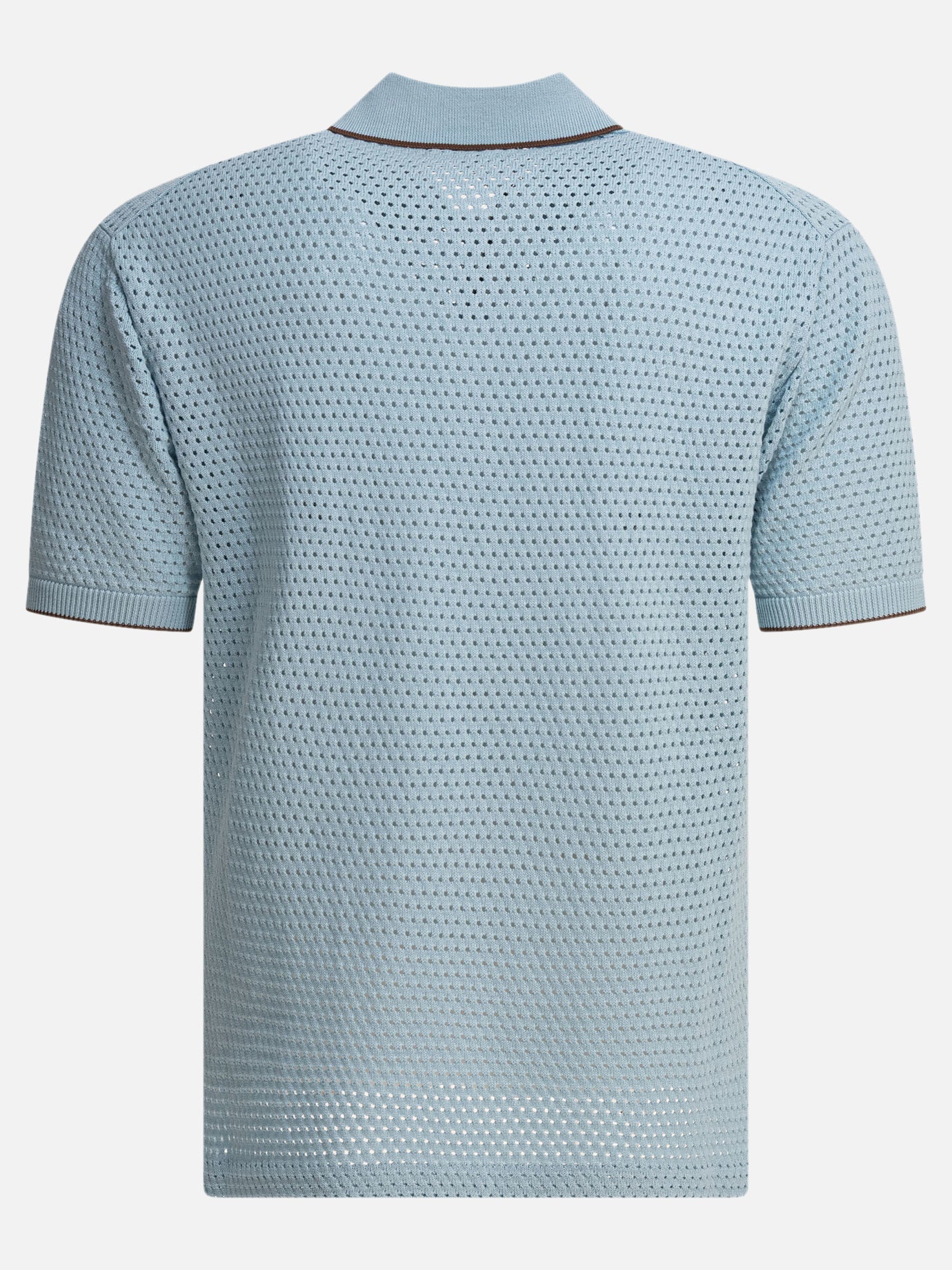 Beams Plus Perforated polo shirt Light blue