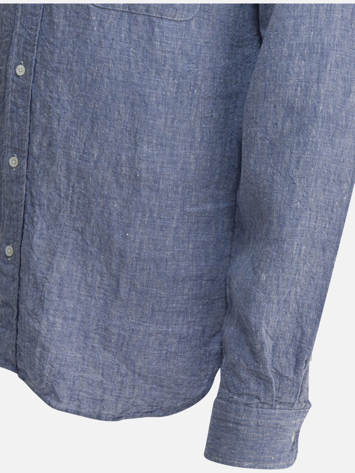 Beams Plus "Linen Solid" Shirt Blue - VIETTI