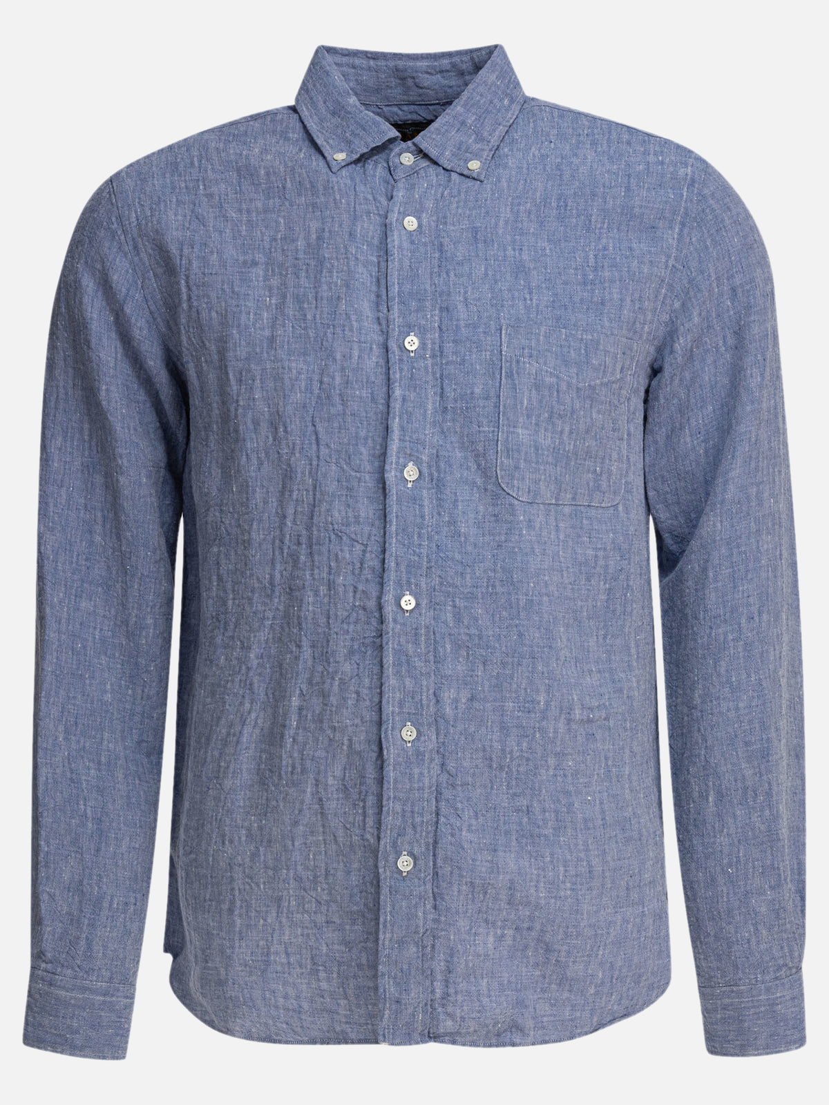 Beams Plus "Linen Solid" Shirt Blue - VIETTI