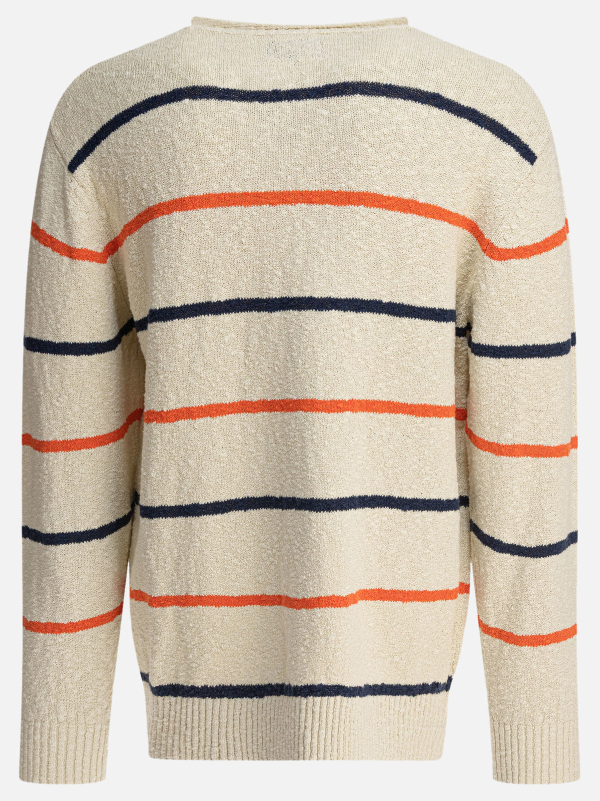 Beams Plus Striped crewneck sweater White - VIETTI