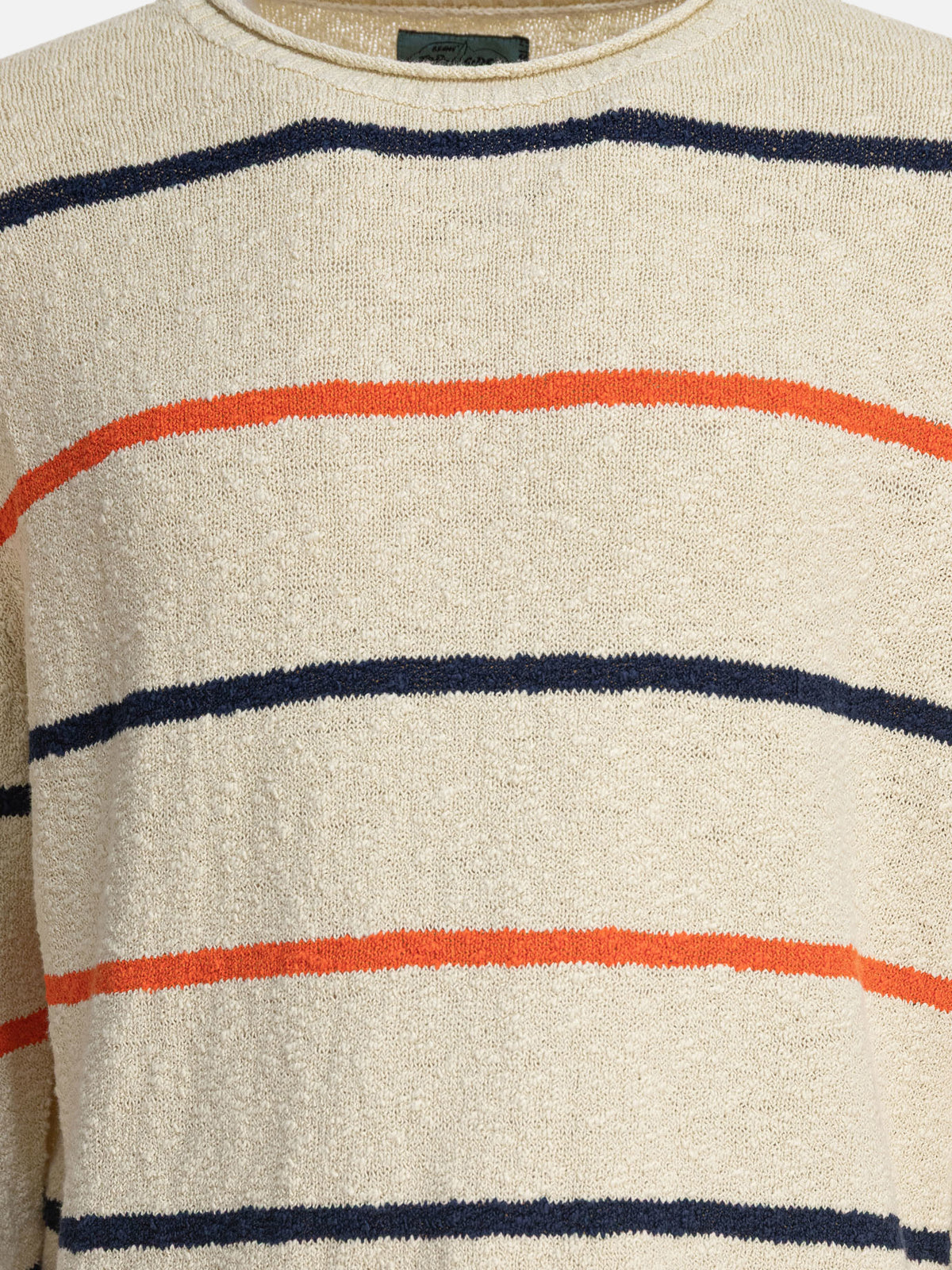 Beams Plus Striped crewneck sweater White - VIETTI