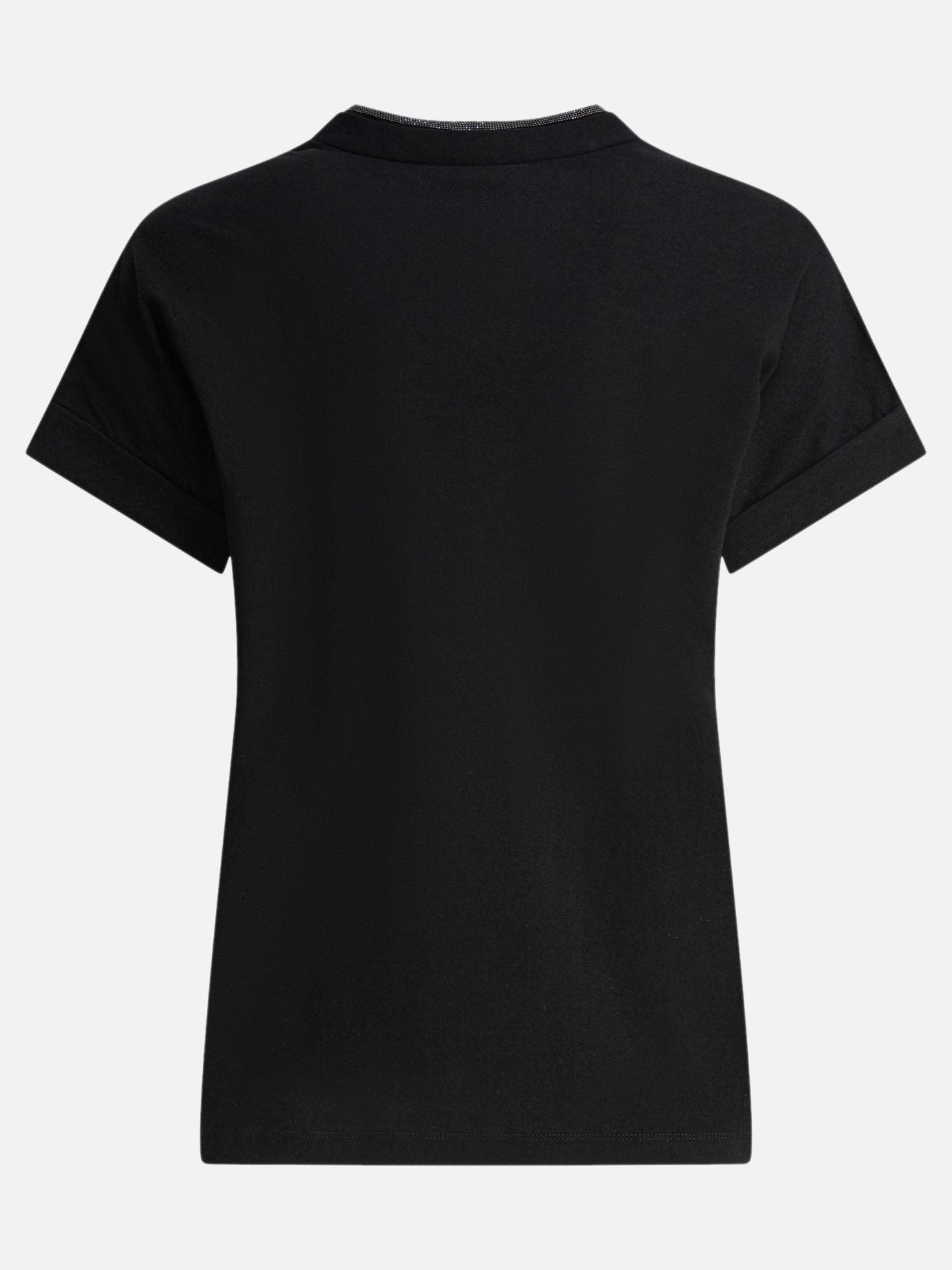 T-shirt scollo a V Solid colour  Nero - Brunello Cucinelli Donna | PDP | VIETTI Online Store | thumbnail_2