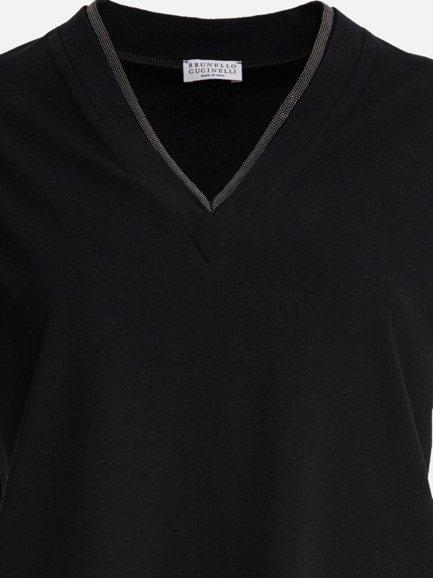 T-shirt scollo a V Solid colour  Nero - Brunello Cucinelli Donna | PDP | VIETTI Online Store | Zoom-Modal_3

