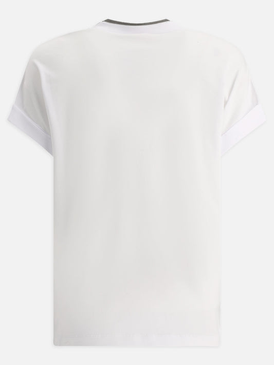 T-shirt scollo a V Solid colour  Bianco - Brunello Cucinelli Donna | PLP | VIETTI Online Store | 2
