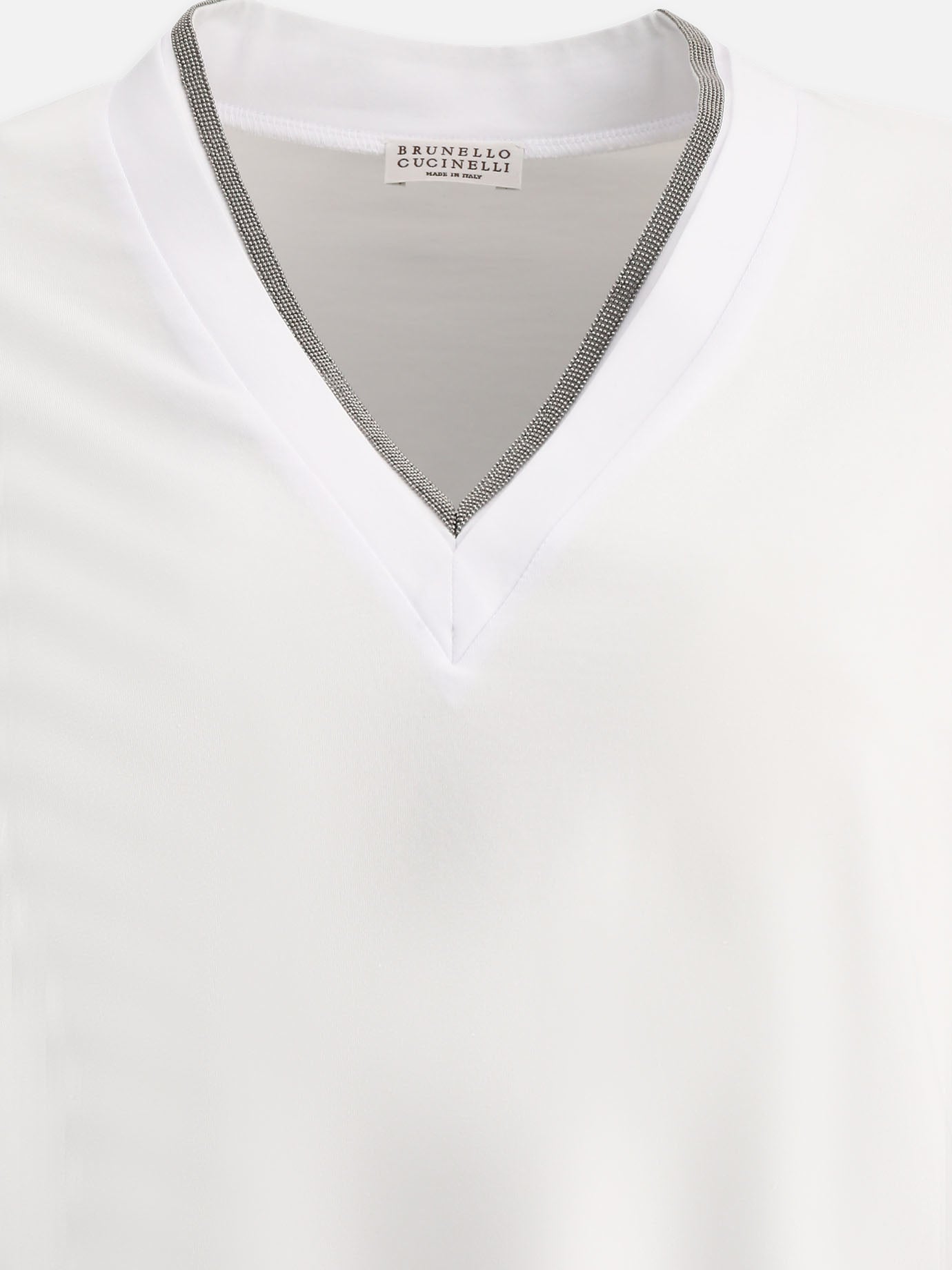 T-shirt scollo a V Solid colour  Bianco - Brunello Cucinelli Donna | PDP | VIETTI Online Store | Zoom-Modal_3
