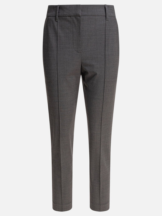 Tailored trousers Solid colour  Grey - Brunello Cucinelli Women | PLP | VIETTI Online Store 

