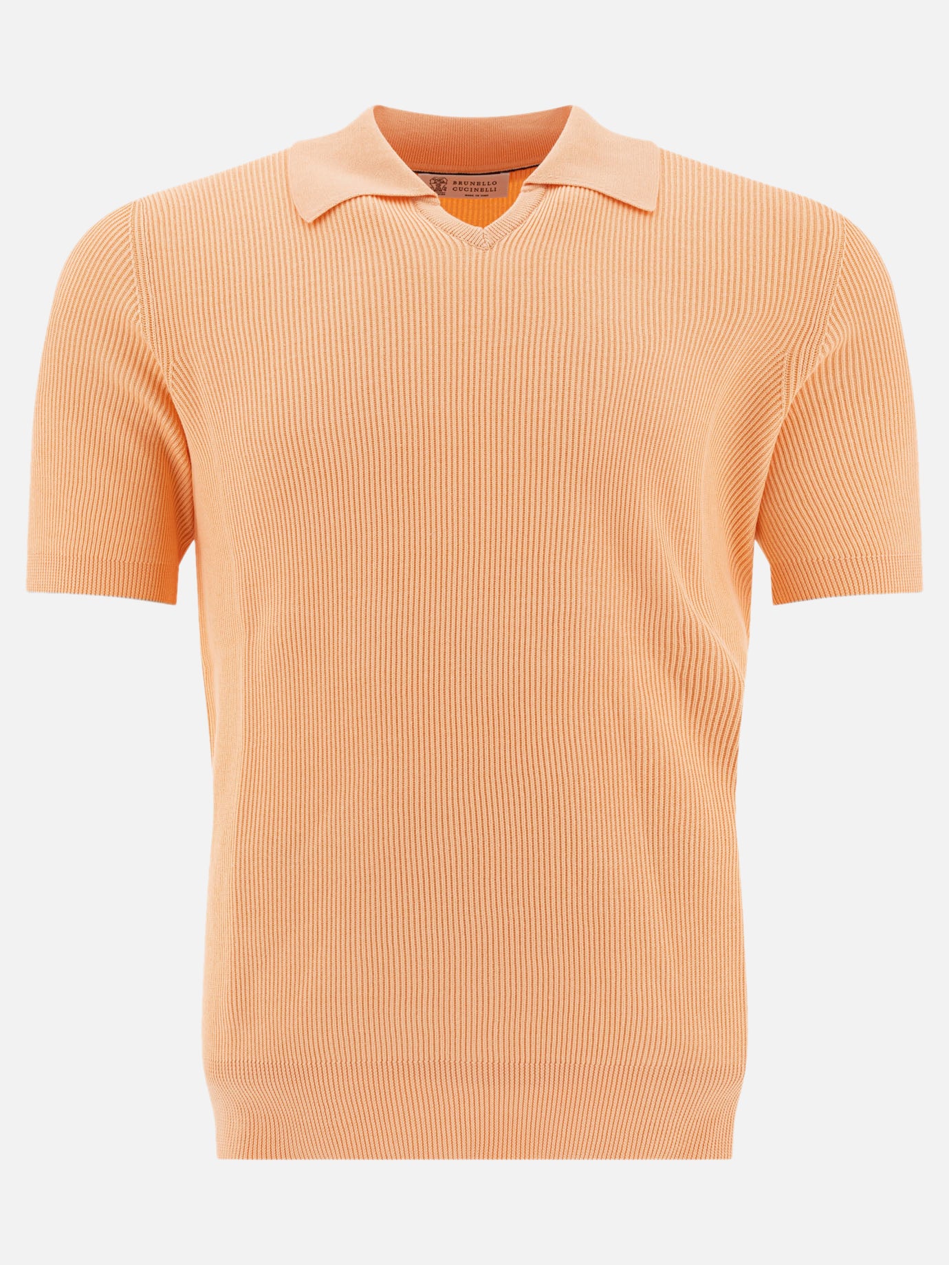 Polo senza bottoni Solid colour  Arancione - Brunello Cucinelli Uomo | PDP | VIETTI Online Store | Zoom-Modal
