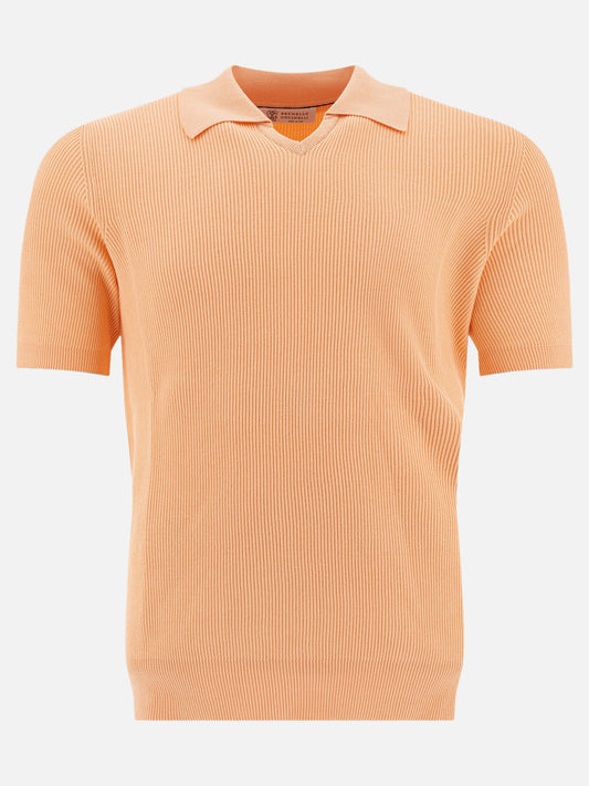 Polo senza bottoni Solid colour  Arancione - Brunello Cucinelli Uomo | PLP | VIETTI Online Store 
