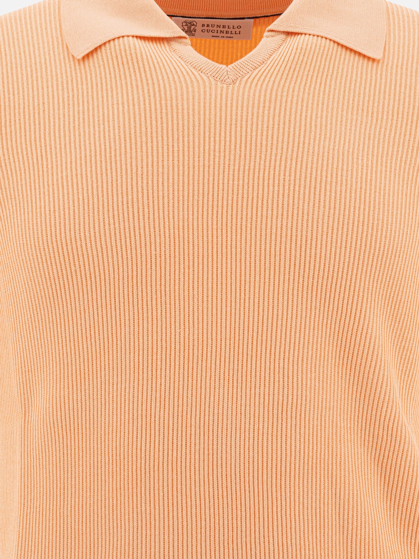 Polo senza bottoni Solid colour  Arancione - Brunello Cucinelli Uomo | PDP | VIETTI Online Store | thumbnail_3