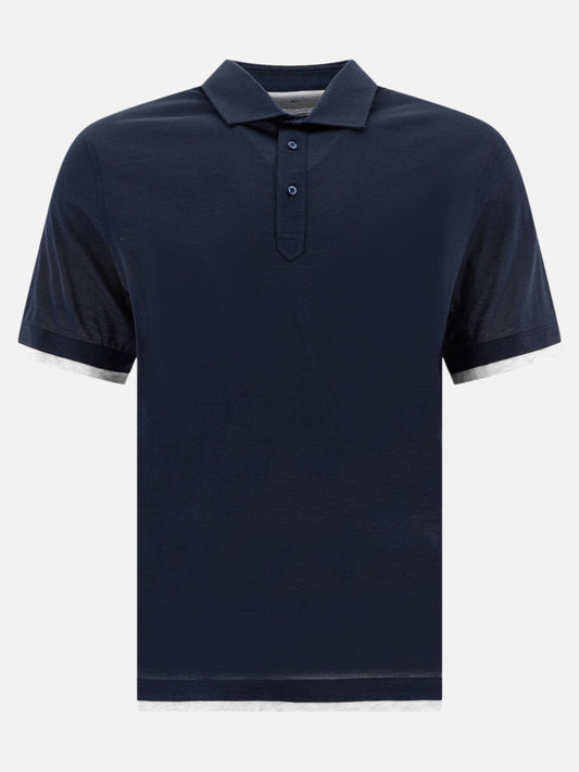 Polo con bottoni Solid colour  Blu - Brunello Cucinelli Uomo | PLP | VIETTI Online Store 

