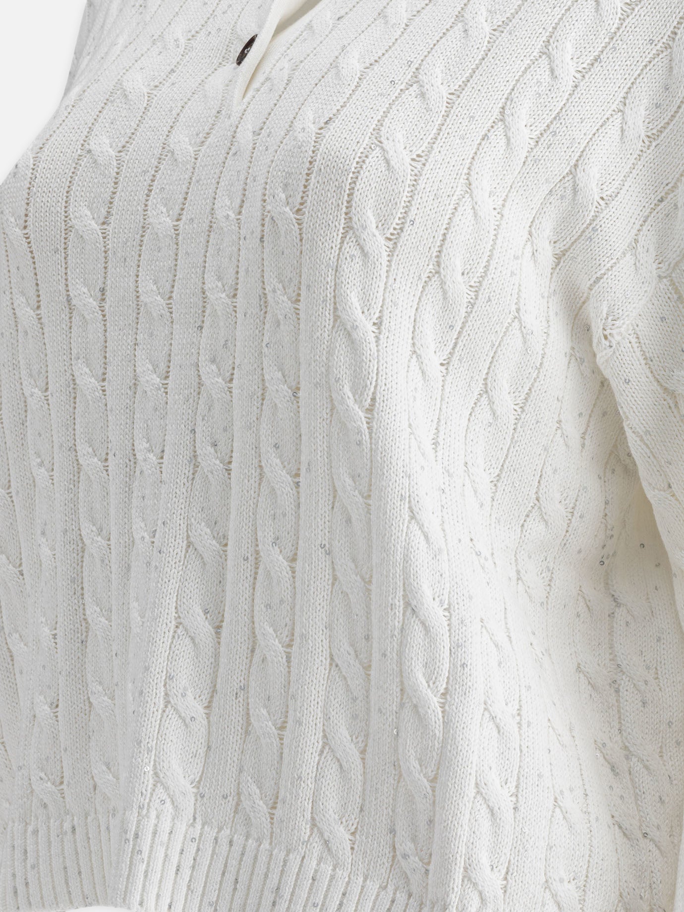 Polo con bottoni Solid colour  Bianco - Brunello Cucinelli Donna | PDP | VIETTI Online Store | thumbnail_4