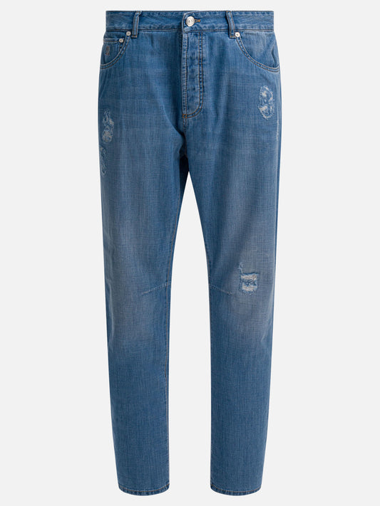 Jeans a gamba dritta Denim  Azzurro - Brunello Cucinelli Uomo | VIETTI Online Store 
