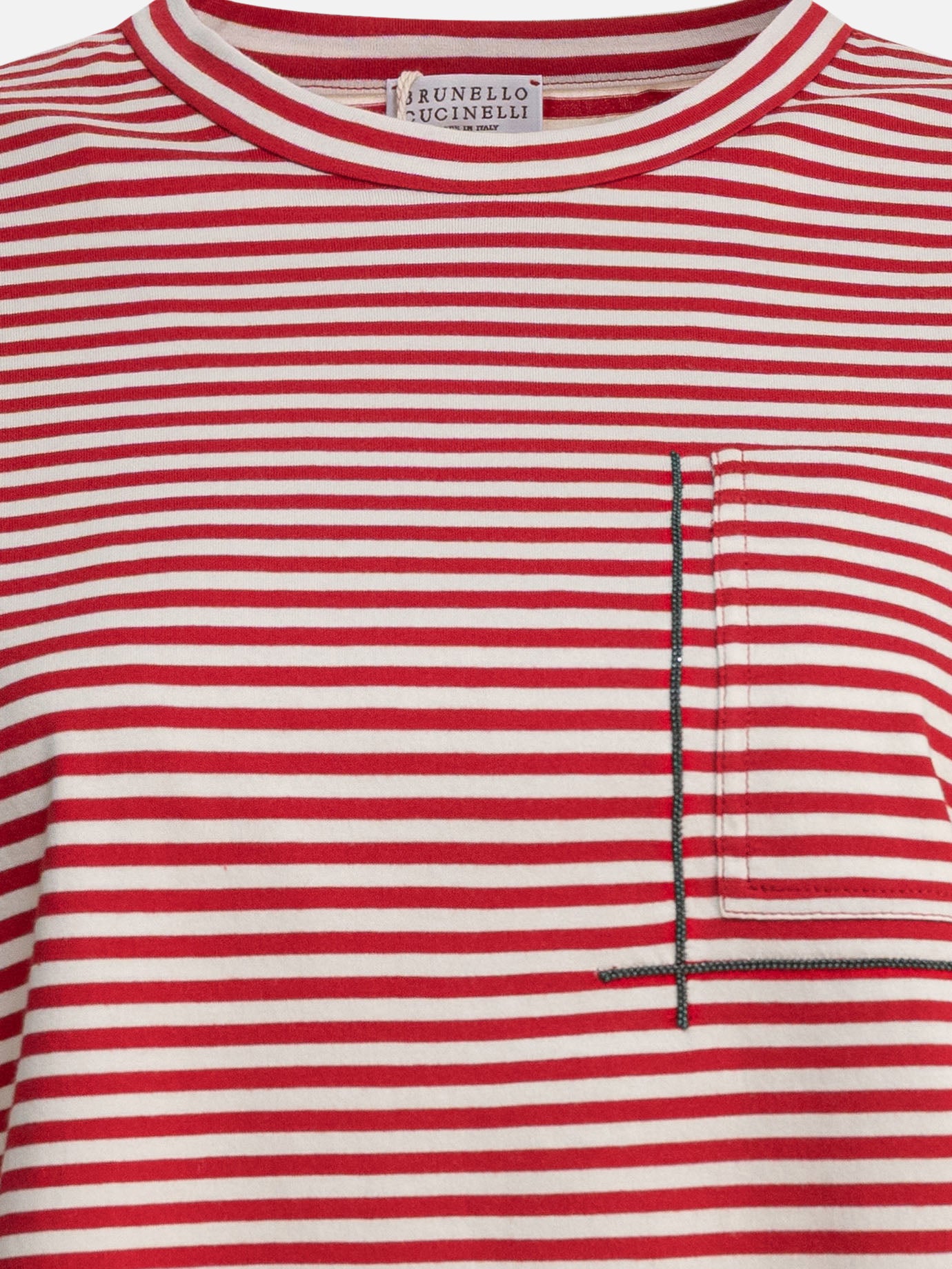 T-shirt girocollo Striped  Rosso - Brunello Cucinelli Donna | PDP | VIETTI Online Store | thumbnail_3