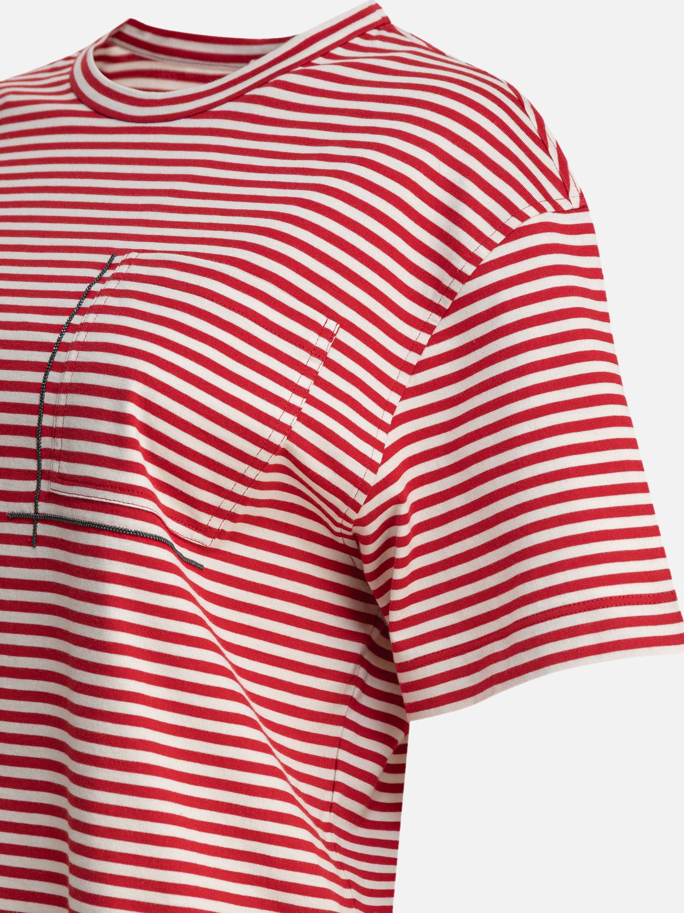 T-shirt girocollo Striped  Rosso - Brunello Cucinelli Donna | PDP | VIETTI Online Store | thumbnail_4