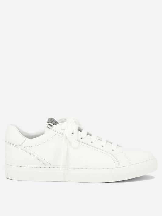 Sneaker basse 100% leather - 100% rubber  Bianco - Brunello Cucinelli Donna | VIETTI Online Store 
