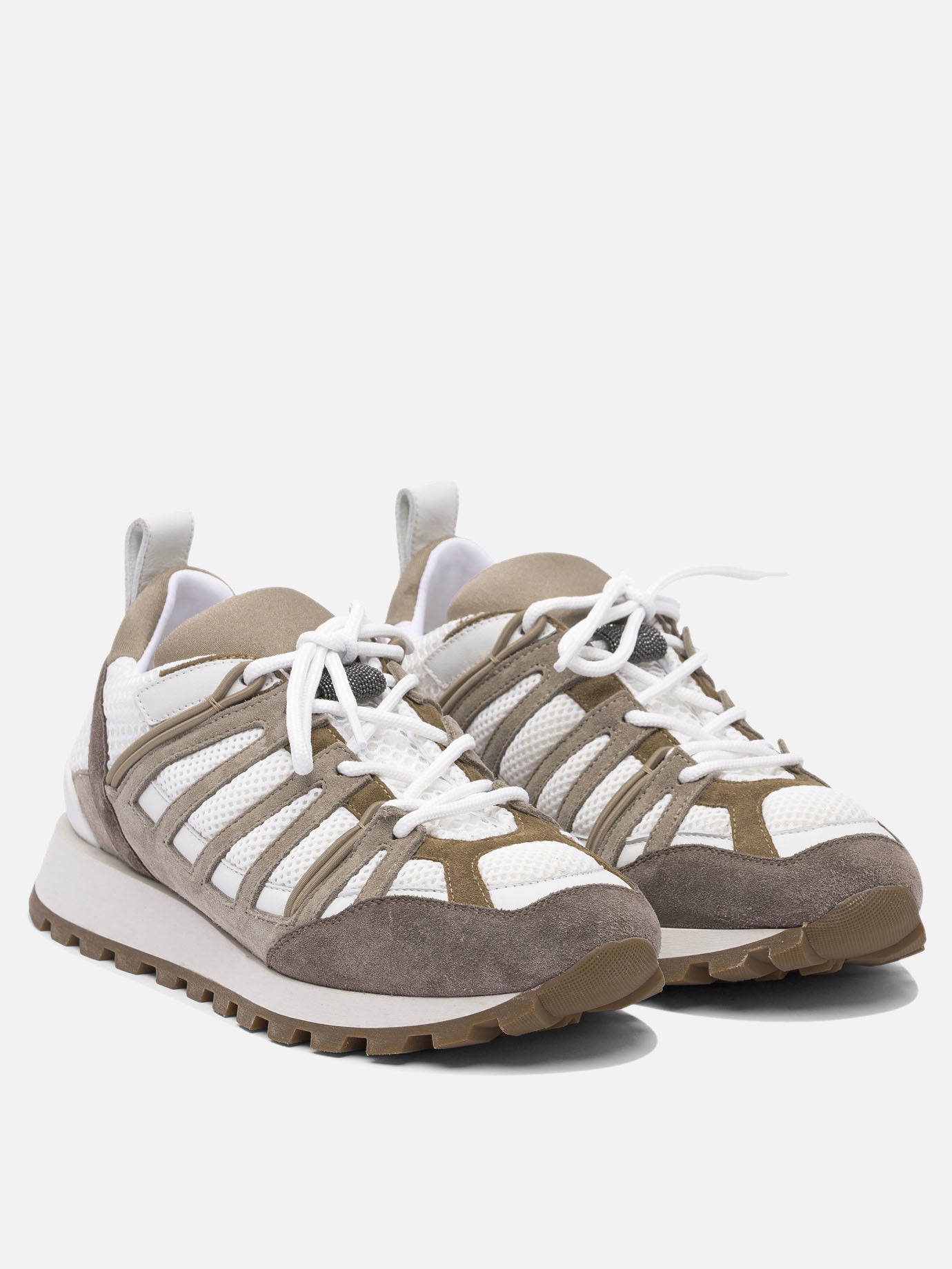 Sneaker basse 70% suede 30% mesh - 100% rubber  Marrone - Brunello Cucinelli Donna | PDP | VIETTI Online Store | thumbnail_2