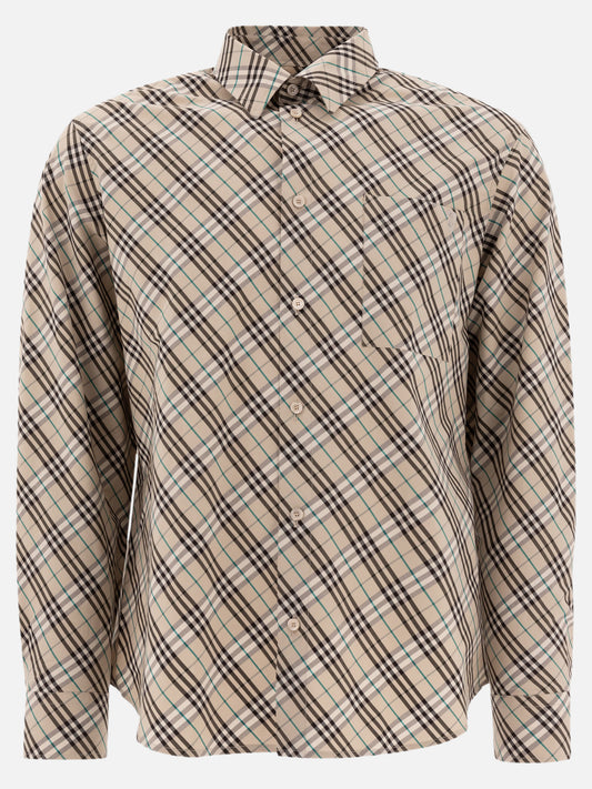 Burberry Cotton Check Shirt 16794608_L Beige 1