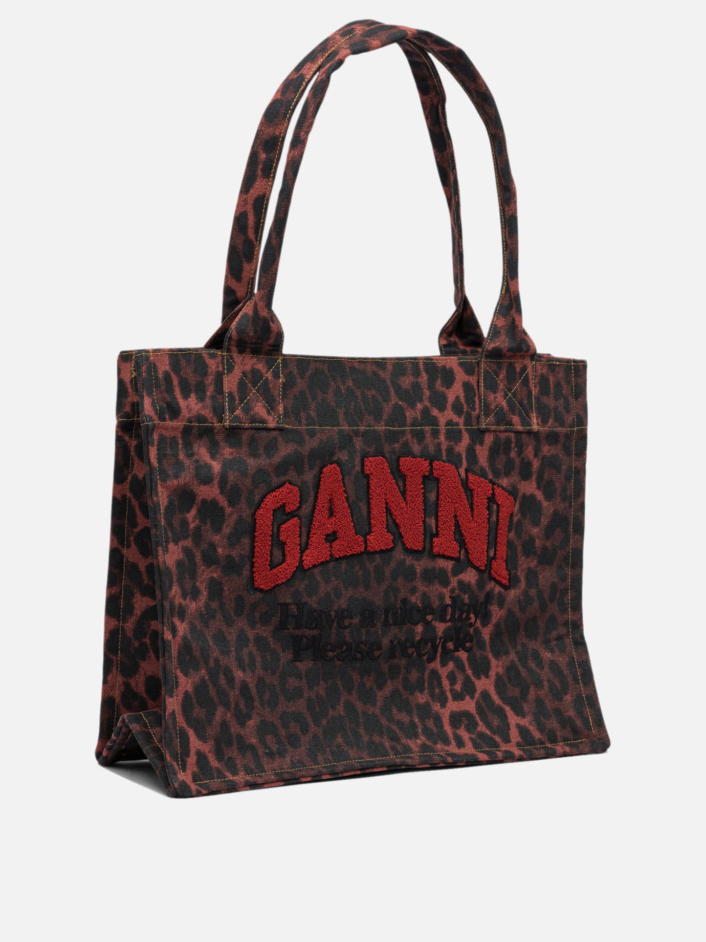 Ganni Leopard print tote bag Black - Women | VIETTI Online Store