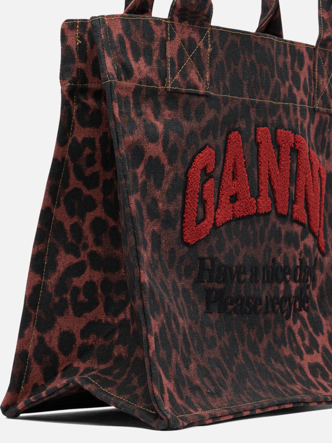 Ganni Leopard print tote bag Black - Women | VIETTI Online Store