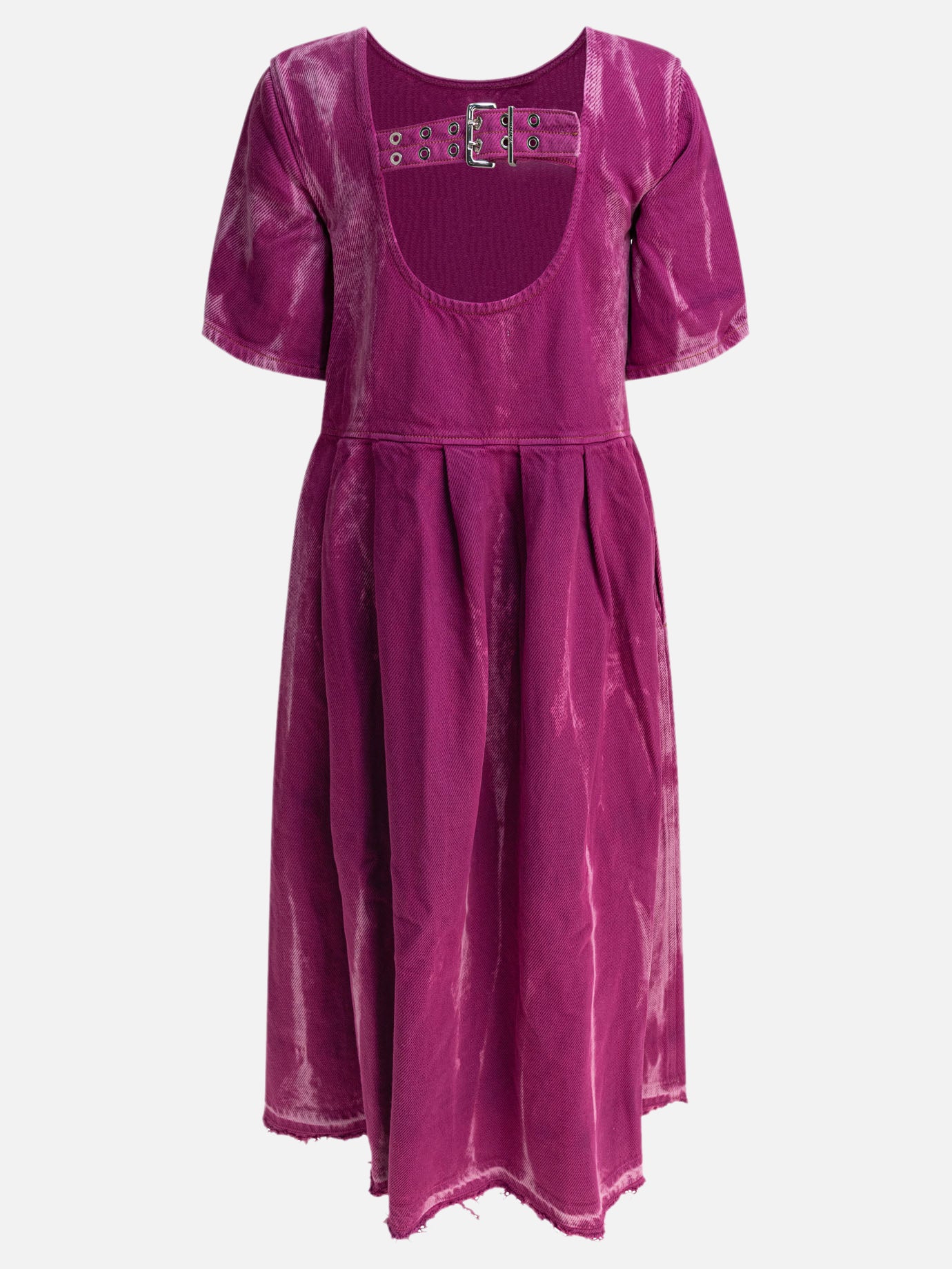 Ganni Denim midi dress with open back Purple - Women | VIETTI Online Store Ganni Denim midi dress with open back Purple - Women | VIETTI Online Store