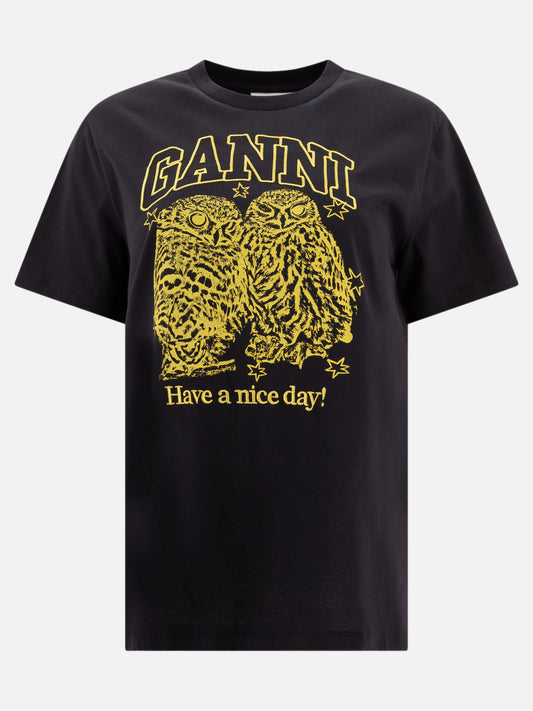 T-shirt girocollo Logo  Nero - Ganni Donna | PLP | VIETTI Online Store 
