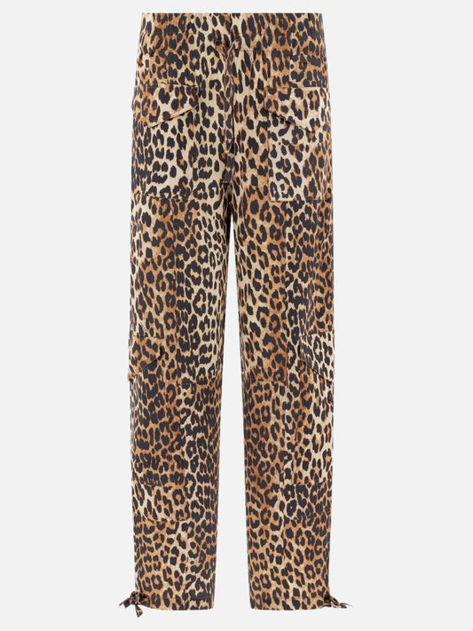 Pantaloni cargo & parachute Animal print  Marrone - Ganni Donna | PLP | VIETTI Online Store 
