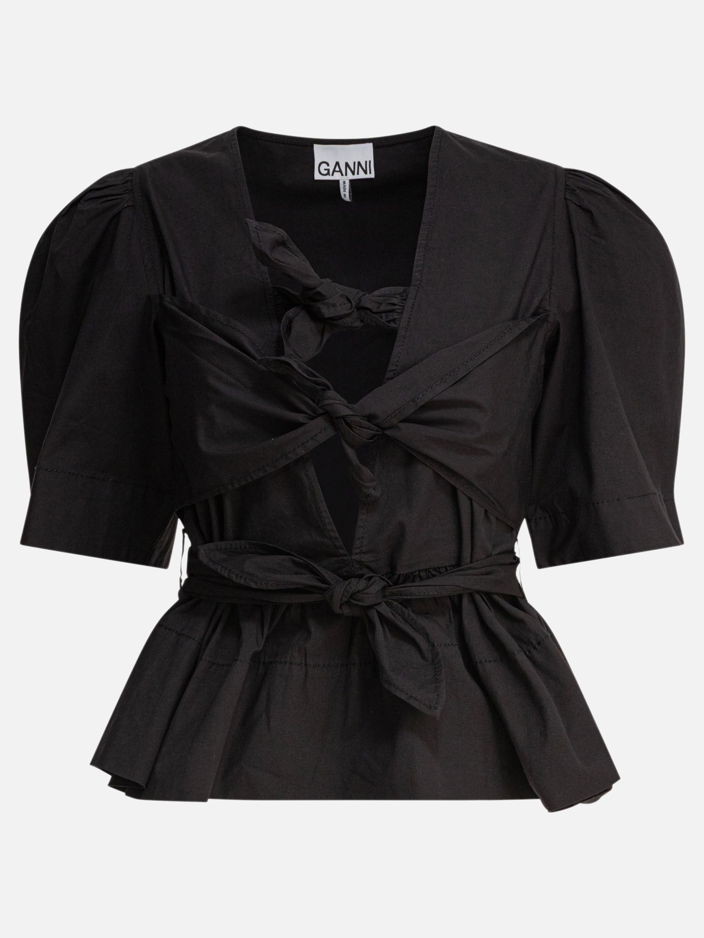 Blouses Solid colour  Black - Ganni Women | PDP | VIETTI Online Store | thumbnail