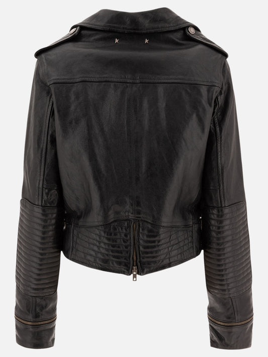 Golden Goose Leather biker jacket 15858253_38 Black 2