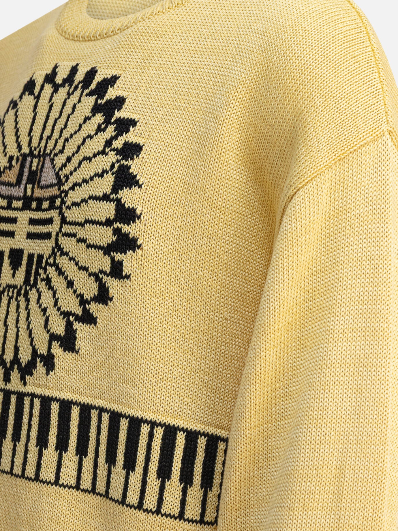 KAPITAL "Piano & Sun Face" Sweater Yellow