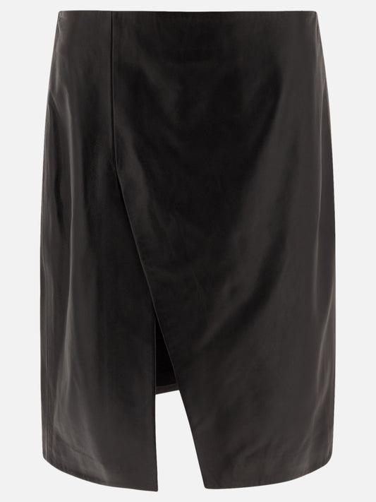 Loulou Studio Leather midi skirt Black

