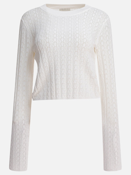 Crewneck sweaters Textured knit  White - Loulou Studio Women | PDP | VIETTI Online Store 
