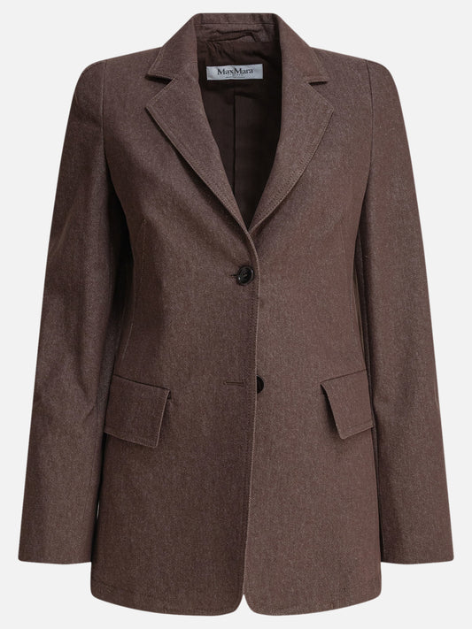 Max Mara Denim-effect cotton blazer 14297984_38 Brown 1