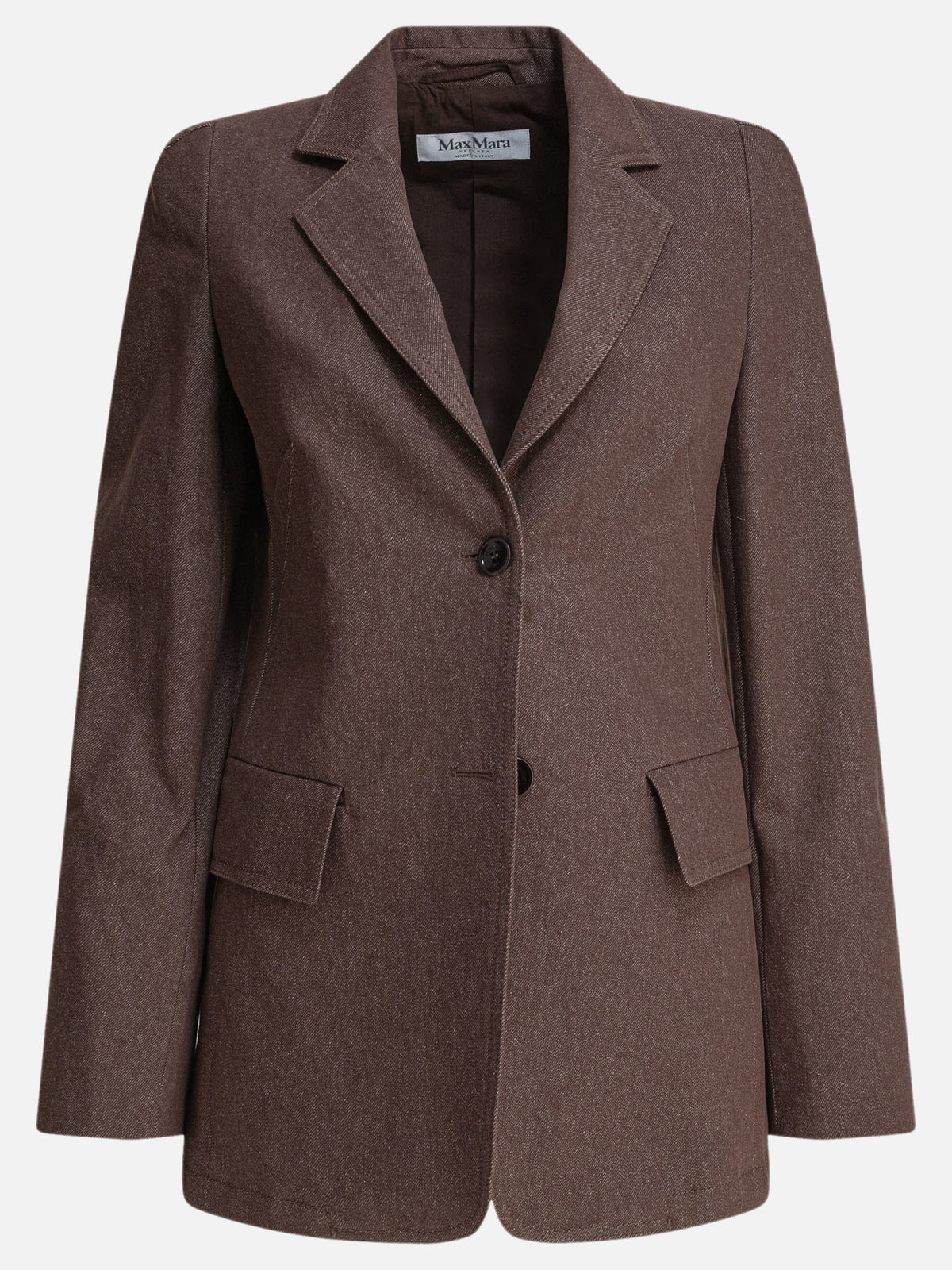 Max Mara Denim-effect cotton blazer Brown - VIETTI