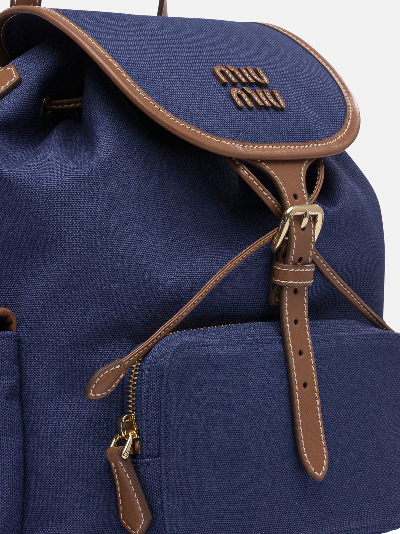 miu miu ネイビー リュック Miu Miu Blue Canvas and Leather Backpack | Harrods LU